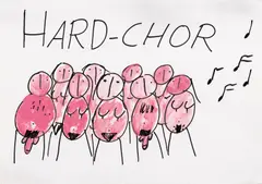 Alf Poier, Hard-Chor" (from the stage programme: Zen, The Making of Dada), 1999, mixed media on paper; framed