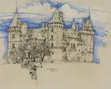 Karl Goldammer Strnad, Saumur, France, 1990, mixed media on paper; framed