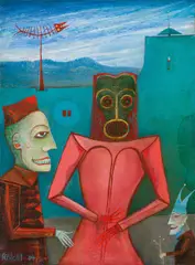 Hermann Serient, The expert, 2004, oil on canvas; framed