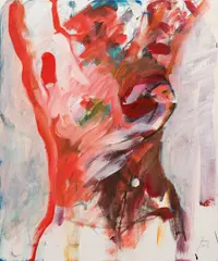 Herwig Zens, Der Tod und das Mädchen, 2003, mixed media on canvas; framed
