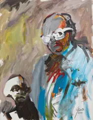 Herwig Zens, Der Tod und der Arzt, 2000, oil on canvas; framed