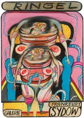 Franz Ringel, Untitled, 1990, mixed media on paper, on cardboard; framed