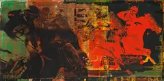 Andreas Reimann, First winner horse of Frank Stronach in Canada, 2003, screen print, mixed media on canvas; unframed