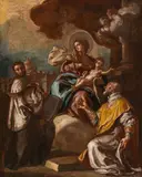 Madonna with Child surrounded by Saints Filippo Neri and Cajetan of Tiene by Francesco de Mura, oil on canvas, offered Dec 2022