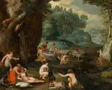Adrian van Stalbemt, Bathing nymphs spied upon by satyrs, c. 1620/30, oil on panel