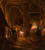 Gerrit Lundens, The iron forge, oil on canvas