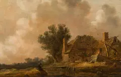 Jan van Goyen, Farmstead with fisherman, 1637, oil on panel