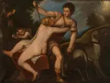 called Titian Tiziano Vecellio, Venus and Adonis, oil on canvas
