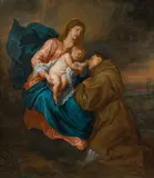 Anthonis Van Dyck Circle of, Mary and Christ appear before St. Anthony of Padua, oil on canvas
