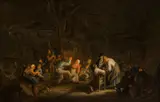 Adriaen van Ostade, Peasants dancing in a barn, oil on canvas