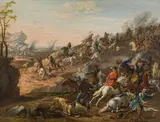 Jan Van Huchtenburg, Equestrian battle, oil on canvas