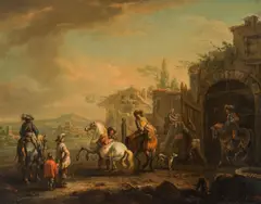 August Querfurt, Before the ride, oil on copper