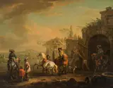 August Querfurt, Before the ride, oil on copper