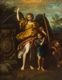 The guardian angel by called Domenichino Domenico Zampieri, oil on canvas, sold Dec 2022