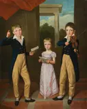Antoine-Jean Gros, A concert by a girl and two boys, oil on canvas; unframed