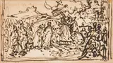 called Bernardino Poccetti Bernardo Barbatelli, Figural scene with soldiers, c. 1610, brown pen