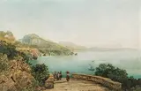 Thomas Ender, The Amalfi coast, watercolour on paper