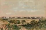 Thomas Ender, View of the southern shore at Lake Garda, watercolour on paper
