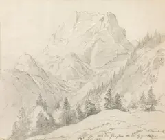 Franz Steinfeld, Blümbach, view from Montenuovos' room, 1857, pencil on paper