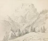 Franz Steinfeld, Blümbach, view from Montenuovos' room, 1857, pencil on paper