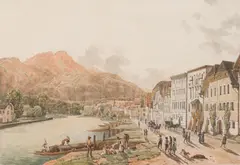 Thomas Ender, Esplanade in Bad Ischl, watercolour on paper