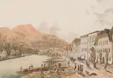 Thomas Ender, Esplanade in Bad Ischl, watercolour on paper