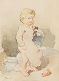 Peter Fendi, Child with doll, 1831, watercolour on paper; unframed