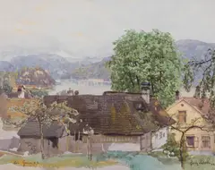 Fritz Lach, Near Grein on the Danube, 1929, watercolour on paper