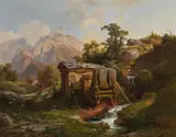 Anton Hansch, Mountain mill, oil on canvas