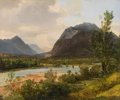 Anton Schiffer, View of the Dobratsch, oil on paper on canvas