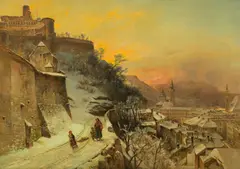 Anton Hansch, View of Salzburg from the fortress, oil on canvas