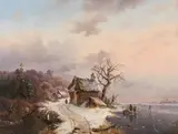 Fredrik Marinus Kruseman, Winter landscape with ice skaters, 1843, oil on canvas