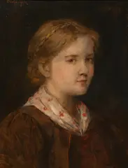 Blonde dirndl by Franz Defregger, oil on panel, sold Dec 2022
