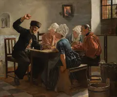 Josef Kinzel, Frisian farmhouse parlour, 1894, oil on canvas