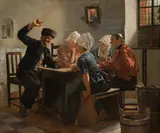 Josef Kinzel, Frisian farmhouse parlour, 1894, oil on canvas