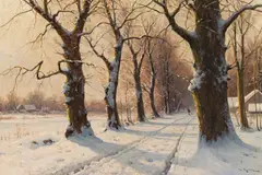 Walter Moras, Winter landscape, oil on canvas