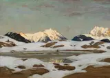 Wildsee with view on the Soierngruppe near Mittenwald by Carl O’Lynch of Town, 1897-1900, oil on canvas, sold Dec 2022