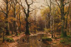 Walter Moras, Autumn forest, oil on canvas