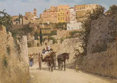 Stefan Simony, Landstraße in Capri, oil on canvas