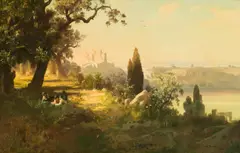 Othmar Brioschi, Castel Gandolfo on Lake Albano, 1889, oil on canvas