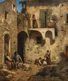 Luise Begas-Parmentier, Italian courtyard, oil on canvas