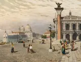 Paul Mucha, Venice, view from the Piazzetta to Santa Maria della Salute, 1890, oil on canvas