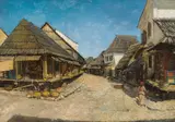 Daniel Israel, Street in Sarajevo, oil on cardboard