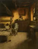 August Xaver Karl Ritter v. Pettenkofen, Child in Hungarian farmhouse parlour