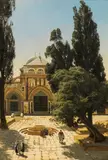 Carl Cowen Schirm, View of the Al-Aksa mosque on the Temple Mount in Jerusalem, 1884, oil on panel