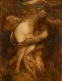 Hans Makart, The abduction, oil on paper on cardboard
