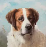Carl Reichert, Saint Bernard dog, oil on panel