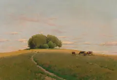 Pasture with cows in summer by Ferdinand Brunner, 1914, oil on canvas, sold Dec 2022