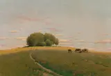 Ferdinand Brunner, Pasture with cows in summer, 1914, oil on canvas