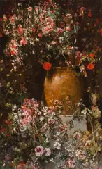 Robert Russ, Flowers in a vase, c. 1909, oil on canvas on cardboard